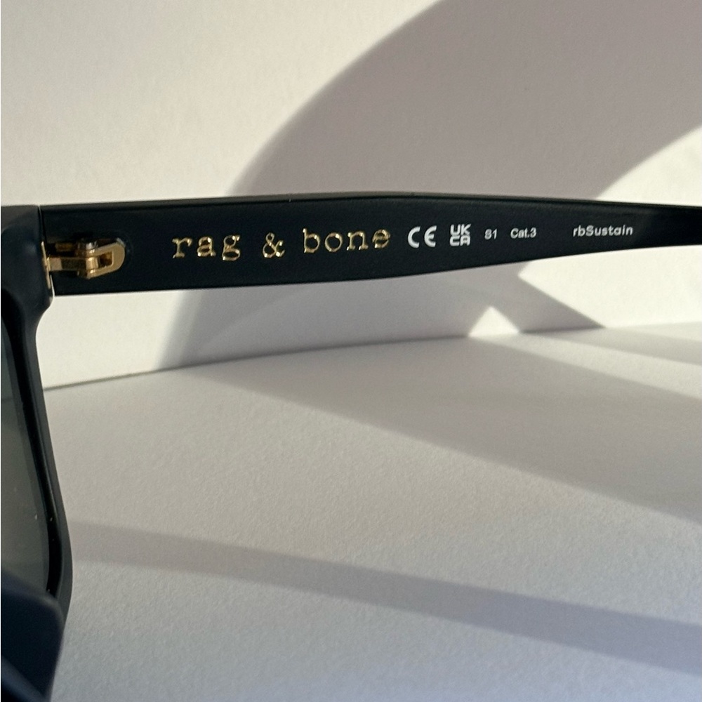 Matte Black Rectangular Rag & Bone Sunglasses - image 7
